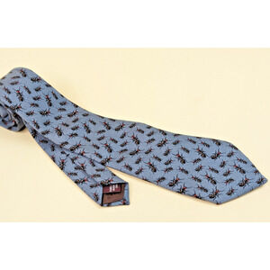 VTG 90s Brooks Brothers Necktie Blue Geometric Pattern Men's Silk Neck Tie Ants